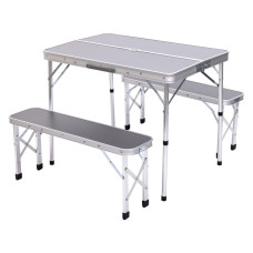 Комплект туристичний стіл + 2 лавки складні меблі Сірий Lugi JY-9060G (LG-JY-9060G)