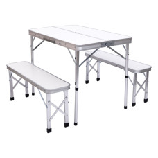 Комплект туристичний стіл + 2 лавки складні меблі Білий Lugi JY-9060W (LG-JY-9060W)