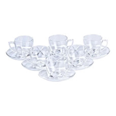 Набір чашок із блюдцями прозорі 6 штук по 200 мл прозорий HP572 (LG-2148787653) Набір чашок із блюдцями прозорі 6 штук по 200 мл прозорий HP572 (LG-2148787653)