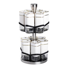 Набор для специй на подставке 12 шт 120 мл карусель для специй Белый HP-1315 Набор для специй на подставке 12 шт 120 мл карусель для специй Белый HP-1315