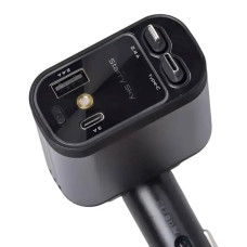 Автомобільний зарядний пристрій LED-проекція, зі швидкою зарядкою і висувними кабелями Apple Lightning/USB-С HP-B1 (LG-HP-B1)