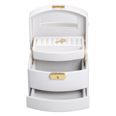 Скринька для прикрас з еко шкіри 3 яруси із замком органайзер для ювелірних виробів HP-5-23W (LG-HP-5-23W)