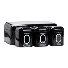 Хлібниця чорна з банками для зберігання сипучих продуктів, набір із 4 штук, 1 літр HP33533B (LG-HP33533B)