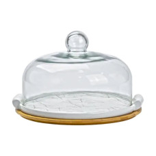 Тортівниця порцелянова зі скляною кришкою 29 см HP1204 (LG-HP1204)