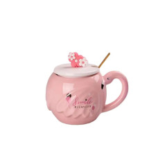Чашка порцелянова Flamingo 500мл з кришкою і ложкою чашки для кави Smile HPCY8276SM (LG-2056292343) Чашка порцелянова Flamingo 500мл з кришкою і ложкою чашки для кави Smile HPCY8276SM (LG-2056292343)