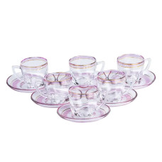 Чашки зі блюдцем скляні прозорі набір на 6 осіб Розовий HP571 (LG-2148787652) Чашки зі блюдцем скляні прозорі набір на 6 осіб Розовий HP571 (LG-2148787652)