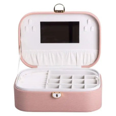 Шкатулка для украшений из эко кожи 2 яруса с замком органайзер для ювелирных изделий HP-5-1P