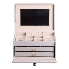 Шкатулка для украшений из эко кожи 3 яруса с зеркалом органайзер для ювелирных изделий HP-5-17G