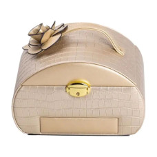 Шкатулка для украшений из эко кожи 3 яруса с замком органайзер для ювелирных изделий HP-5-21GOLD