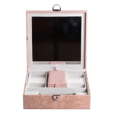 Скринька для прикрас з еко шкіри 2 яруси із замком органайзер для ювелірних виробів HP-5-22P (LG-HP-5-22P)