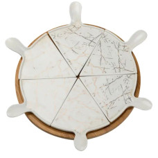 Тарілка для піци 28 см порцелянова з бамбуковою підставкою, що обертається, секційна HP1213 (LG-HP1213) Тарілка для піци 28 см порцелянова з бамбуковою підставкою, що обертається, секційна HP1213 (LG-HP1213)