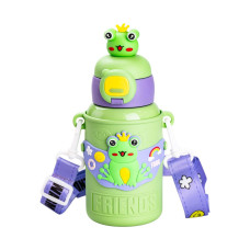 Термос поїльник для дітей з трубочкою з ремінцем та силіконовим чохлом дитячий 450 (мл) Зелений HP18308GR (LG-2183918532) Термос поїльник для дітей з трубочкою з ремінцем та силіконовим чохлом дитячий 450 (мл) Зелений HP18308GR (LG-2183918532)