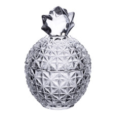 Цукерниця з кришкою Ø9 см ваза цукерниця кругла скляна прозора ананас HP-4-112 (LG-HP-4-112)