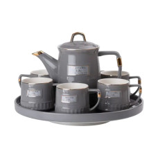 Чайний набір на 6 персон (з заварювальним чайником та порцелянаовою підставкою), сірий HP-15-5 (LG-2350684545) Чайний набір на 6 персон (з заварювальним чайником та порцелянаовою підставкою), сірий HP-15-5 (LG-2350684545)