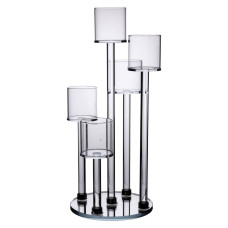 Підсвічник скляний на 5 свічок 16×38 см підсвічник декоративний прозорий на ніжці HP-4-14 (LG-HP-4-14)