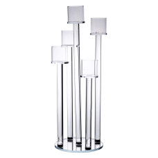 Підсвічник скляний на 5 свічок 20×56.5 см підсвічник декоративний прозорий на ніжці HP-4-16 (LG-HP-4-16)