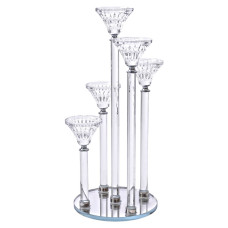 Підсвічник скляний на 5 свічок 16×37.5 см підсвічник декоративний прозорий на ніжці HP-4-18 (LG-HP-4-18)