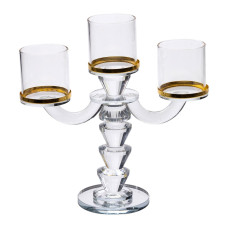 Канделябр на 3 свічки 23×9×23.5 см підсвічник скляний декоративний із золотою окантовкою HP-4-35 (LG-HP-4-35) Канделябр на 3 свічки 23×9×23.5 см підсвічник скляний декоративний із золотою окантовкою HP-4-35 (LG-HP-4-35)