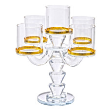 Канделябр на 5 свічок 19×19×23 см підсвічник скляний декоративний із золотою окантовкою HP-4-36 (LG-HP-4-36) Канделябр на 5 свічок 19×19×23 см підсвічник скляний декоративний із золотою окантовкою HP-4-36 (LG-HP-4-36)