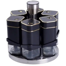 Набір баночок для спецій 6 шт на поставці по 120 мл карусель Чорний HP-1308 (LG-HP-1308) Набір баночок для спецій 6 шт на поставці по 120 мл карусель Чорний HP-1308 (LG-HP-1308)