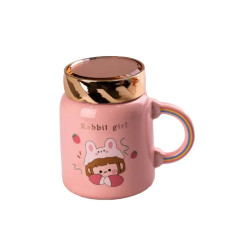 Чашка порцелянова 420 мл з кришкою Рожева HPCY8240P (LG-2028279346) Чашка порцелянова 420 мл з кришкою Рожева HPCY8240P (LG-2028279346)