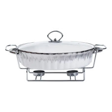 Марміт овальний порцелянаовий 1,5 літра на металевій підставці з підігрівом HP1023 (LG-HP1023)