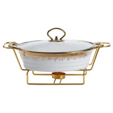 Мармітниця порцелянова 1 літр кругла, підставка з підігрівом HP1025 (LG-HP1025)