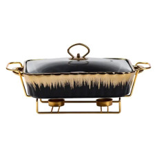 Настільний марміт для підігріву других страв 1,5-літровий квадратний порцелянаовий марміт HP1047 (LG-HP1047)