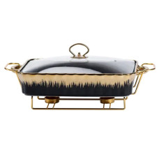 Марміт порцелянаовий прямокутний на 2 літри 40*23*11 см чорний HP1048 (LG-HP1048)