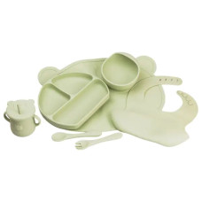Дитячий набір силіконового посуду 7 предметів Зелений HP34546G (LG-2183953911) Дитячий набір силіконового посуду 7 предметів Зелений HP34546G (LG-2183953911)
