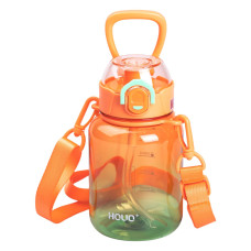 Пляшка для води багаторазова 700 мл пляшечка з трубочкою для спорту та школи 16.5 см Помаранчева HP-14-32O (LG-HP-14-32O)