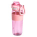 Пляшка для води 600 мл пляшка в школу для тренувань із трубочкою та ручкою 22 см Рожева HP-14-42P (LG-HP-14-42P)