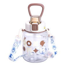 Пляшка для води дитяча 650 мл на ремінці пляшечка з трубочкою для дитини для спорту і школи Water bottle HP-14-43BR (LG-HP-14-43BR)