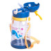 Пляшка для води дитяча 550 мл на ремінці пляшечка з трубочкою для спорту та школи Синя HP-14-44BL (LG-HP-14-44BL)