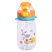 Пляшка для води дитяча 550 мл з ремінцем і трубочкою для спорту та школи 20 см Помаранчева HP-14-45O (LG-HP-14-45O)