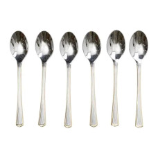 Набор чайных ложек 6 штук красивые ложки для чая из нержавеющей стали 15.3 см Серебро с золотой обводкой HP-20-33