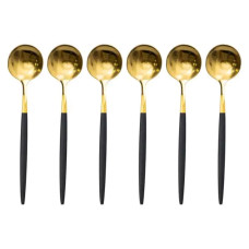 Набор чайных ложек 6 штук чайные ложки из нержавеющей стали 12.9 см Черный с золотом HP-20-5