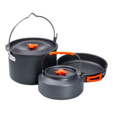 Набір туристичного посуду в сумці для походу та кемпінгу: каструля, сковорода, чайник HP39578C (LG-HP39578C)