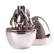 Набір столових приборів на 6 персон 24 шт з підставкою 29 х 19.5 см срібло HP7881S (LG-2026508216)