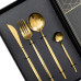 Набор столовых приборов 24 предмета набор ложек вилок и ножей на 6 персон Золотой HP-20-43