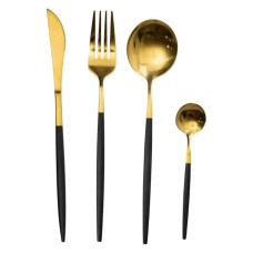Набор столовых приборов 24 предмета столовый набор на 6 персон Золотистый с черным HP-20-46 Набор столовых приборов 24 предмета столовый набор на 6 персон Золотистый с черным HP-20-46