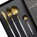 Набор столовых приборов 24 предмета столовый набор на 6 персон Золотистый с белым HP-20-47