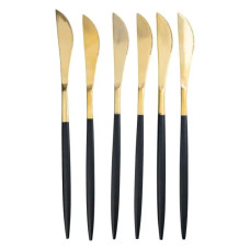 Набор столовых ножей 6 штук ножи сервировочные столовые 22.5 см Черный с золотом HP-20-6 Набор столовых ножей 6 штук ножи сервировочные столовые 22.5 см Черный с золотом HP-20-6