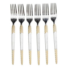 Набор десертных вилок 6 штук вилки десертные из нержавеющей стали 15.5 см Серебро с золотом HP-20-40