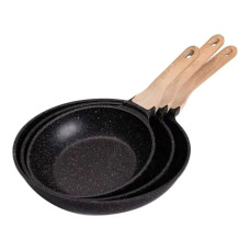 Набір з 3 алюмінієвих сковорідок з товстим дном MGC Чорний HP-4-410B (LG-2358506274)