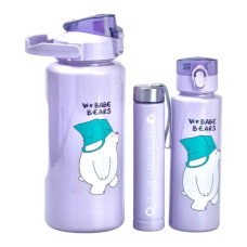 Набір пляшок 3 в 1 Панда з поїлкою і ручкою 0.3 (л) 0.7 (л) 2 (л) Фіолетовий HPZSB120014V (LG-2089147002)