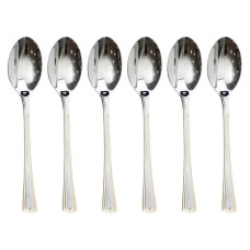 Набор столовых ложек 6 штук ножи из нержавеющей стали набор ложек 20.7 см Серебро с золотой обводкой HP-20-31 Набор столовых ложек 6 штук ножи из нержавеющей стали набор ложек 20.7 см Серебро с золотой обводкой HP-20-31