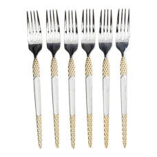 Набор столовых вилок 6 штук вилка из нержавеющей стали 21 см Серебро с золотом HP-20-38