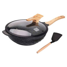 Алюмінієва сковорода 5,8 л, мармурове антипригарне покриття, Ø 32 см, з лопаткою для приготування MGC HP-4-449 (LG-2358506259)