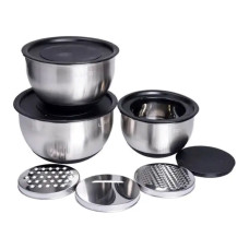 Набір мисок з нержавіючої сталі з кришками і терками салатники з нержавійки 3 штуки 2.5 л/2 л/1.5 л LG-02/3PCS (LG-LG-02/3PCS)